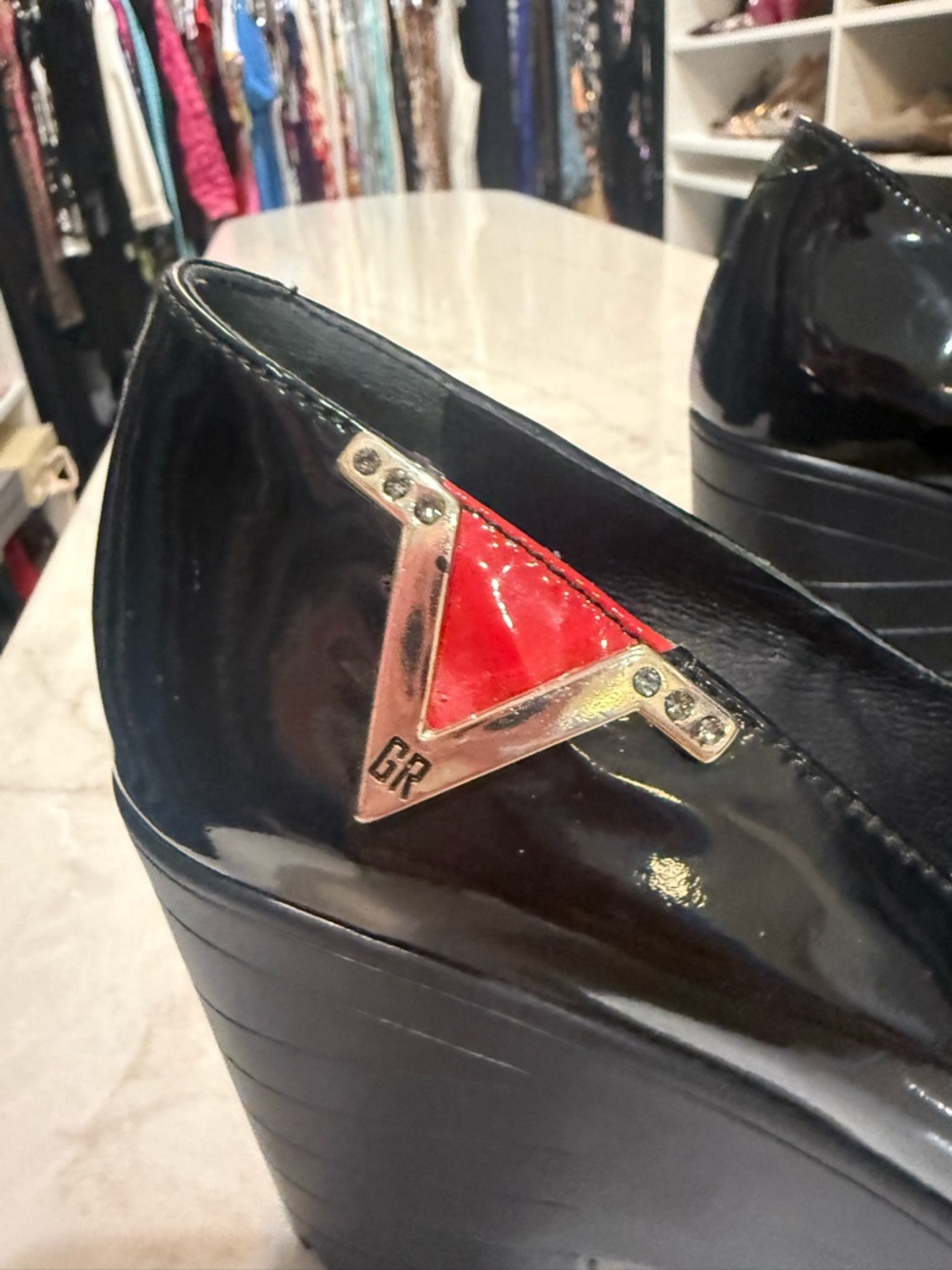 Beautiful letter. Leather platform wedges shoes made in Italy New size37/7 - Picture 6 of 6